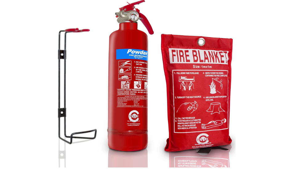 Premium FSS UK 1 KG ABC Dry Powder BSI KITEMARKED FIRE Extinguisher with CE Marked FIRE Blanket.